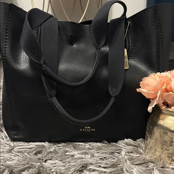 Coach Black Leather Tote Bag - Picture 2 of 12